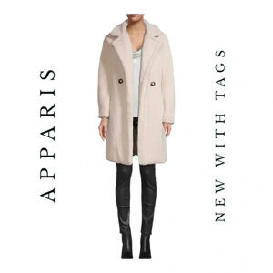 APPARIS ANOUCK FAUX SHERLING COAT SIZE XXL CREAM IN COLOR DOUBLE BREASTED POCKET